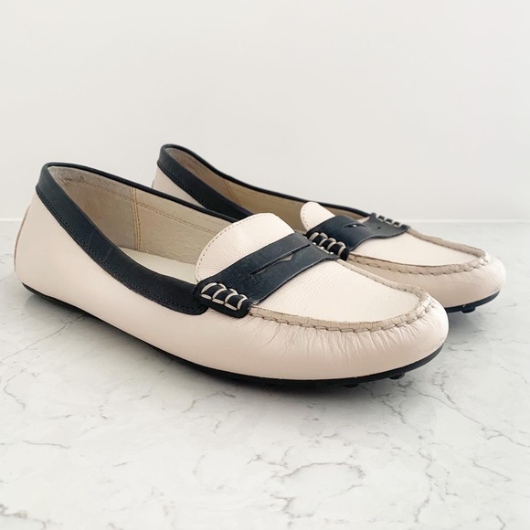 MICHAEL Michael Kors Shoes - Michael Kors Beige Black Leather Loafers Size 10